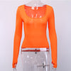 Sexy Blouses Women's Neon Long Sleeve Deep O Neck Female Tunic Slim Autumn Short Shirt Solid Womens Tops And Blouses