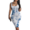 Sexy Bodycon Dress For Women Evening Party Floral Midi Dress Tie Dye Leoaprd Print Spaghetti Strap Dresses