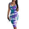 Sexy Bodycon Dress For Women Evening Party Floral Midi Dress Tie Dye Leoaprd Print Spaghetti Strap Dresses