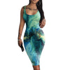 Sexy Bodycon Dress For Women Evening Party Floral Midi Dress Tie Dye Leoaprd Print Spaghetti Strap Dresses