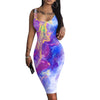 Sexy Bodycon Dress For Women Evening Party Floral Midi Dress Tie Dye Leoaprd Print Spaghetti Strap Dresses