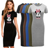 Sexy Bodycon Dresses Women Midi Pencil Dress Disney Short Sleeve Summer Minnie Print O Neck Casual Party Femme Robes Streetwear