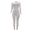 Sexy Bodycon Long Sleeve Sheer Jumpsuits Fashion Mesh Geometric Rhinestone See-Through Romper Sparkly Overalls Combinaison Femme