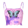 Sexy Butterfly Crop Top Woman Backless Spaghetti Strap Tank Tops Summer Clubwear Party Tie Dye Cami Top Harajuku Debardeur Femme
