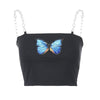 Sexy Butterfly Crop Top Woman Backless Spaghetti Strap Tank Tops Summer Clubwear Party Tie Dye Cami Top Harajuku Debardeur Femme