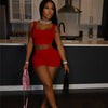 Sexy Casual Sporty Matching Set Women Workout Active Fitness 2 Piece Outfits Square Collar Tank Top and Biker Short Suit
