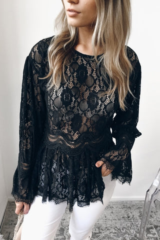 Sexy Crochet Lace Peplum Blouse Shirt Women Sexy O Neck Long Flare Sleeve Hollow Out Ruffle Women's Elegant Blouses Tops Blusas