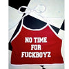 Sexy Crop Tops NO TI FOR FUCKBOYZ Letter Printed Sleeveless Halter neck Tank Crop Tops Summer Short Vest