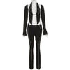 Sexy Cyber Y2k Patchwork Pants Suits Black Gothic 90s Techwear Hollow Out Tie Up Halter Camis Punk Pin High Waist Pants 2Pc Sets