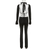 Sexy Cyber Y2k Patchwork Pants Suits Black Gothic 90s Techwear Hollow Out Tie Up Halter Camis Punk Pin High Waist Pants 2Pc Sets