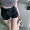 Sexy Denim Shorts Women's Slim Fit Pants 2022 Summer Back Hollow Out Quality High Waist Tight Female Elastic Short Jeans