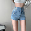 Sexy Denim Shorts Women's Slim Fit Pants 2022 Summer Back Hollow Out Quality High Waist Tight Female Elastic Short Jeans