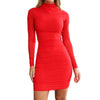 Sexy Dress Women Clothes  High Bag Hip Black Red  Long Sleeved Woman Dress Clothing Vestidos Spring Autumn женское платье
