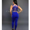 Sexy Fashion Women Sleeveless Bandage Bodycon Jumpsuit Lace Romper Trousers Evening Clubwear Red