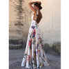 Sexy Floral Print Women Summer Sleeveless V-Neck Backless Vintage Long Boho Party Cocktail Casual Loose Beach Pink Dress