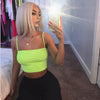 Sexy Fluorescent Green Pink Spaghtetti Strap Crop Tops Summer Harajuku Solid Slash Neck Camis top Women Neon Streetwear Mujer