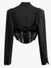 Sexy Hollow Out Lace Stitching Fishbone Corset Suit Jacket for Women 2023 Autumn Black Short Blazer Long Sleeve Jacket Lady