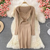 Sexy Knitted Dresses For Women 2022 Strapless Ribbed Elastic Slim Solid High Waist Long Sleeve Dress Midi Sweater Dress