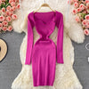Sexy Knitted Dresses For Women 2022 Strapless Ribbed Elastic Slim Solid High Waist Long Sleeve Dress Midi Sweater Dress