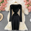 Sexy Knitted Dresses For Women 2022 Strapless Ribbed Elastic Slim Solid High Waist Long Sleeve Dress Midi Sweater Dress