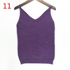 Sexy Knitted Tank Tops Women Gold Thread Top Vest Sequined V Neck Long Tank Tops Blusa Solid Silver Camis Beige Fitness Sweater