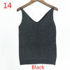 Sexy Knitted Tank Tops Women Gold Thread Top Vest Sequined V Neck Long Tank Tops Blusa Solid Silver Camis Beige Fitness Sweater