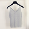 Sexy Knitted Tank Tops Women Gold Thread sequins top sleeveless V Neck stretch vest Blusas 19colors Solid Silver Camis Fitness