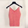 Sexy Knitted Tank Tops Women Gold Thread sequins top sleeveless V Neck stretch vest Blusas 19colors Solid Silver Camis Fitness