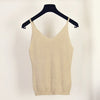 Sexy Knitted Tank Tops Women Gold Thread sequins top sleeveless V Neck stretch vest Blusas 19colors Solid Silver Camis Fitness