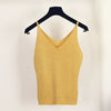 Sexy Knitted Tank Tops Women Gold Thread sequins top sleeveless V Neck stretch vest Blusas 19colors Solid Silver Camis Fitness