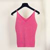 Sexy Knitted Tank Tops Women Gold Thread sequins top sleeveless V Neck stretch vest Blusas 19colors Solid Silver Camis Fitness
