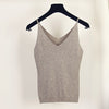 Sexy Knitted Tank Tops Women Gold Thread sequins top sleeveless V Neck stretch vest Blusas 19colors Solid Silver Camis Fitness
