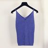 Sexy Knitted Tank Tops Women Gold Thread sequins top sleeveless V Neck stretch vest Blusas 19colors Solid Silver Camis Fitness
