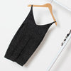 Sexy Knitted Tank Tops Women Gold Thread strapless short Sequined V Neck Tank Blusa Solid Silver Camis Beige Fitness Sweater