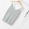 Sexy Knitted Tank Tops Women Gold Thread strapless short Sequined V Neck Tank Blusa Solid Silver Camis Beige Fitness Sweater
