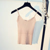 Sexy Knitted Tank Tops Women ruched strapless short cute sweet V Neck Tank Blusa Solid Camis Beige Fitness Sweater camisole