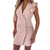 Sexy Lapel Slim Sleeveless Dress Office Lady Solid Party Dresses Blazer Women Elegant Double-Breasted Blazers Dress blazer mujer