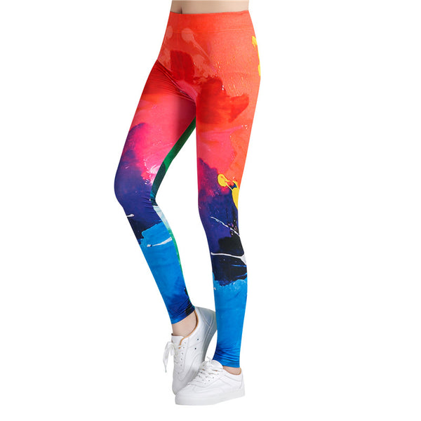 Sexy Leggings Women Fitness Leggings Silm Legins High Waist Stretch Trouser Female Colorful Printed Pencil Yuga Pants WAIBO BEAR