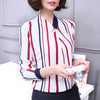 Sexy Long Sleeve V-neck Tops 2022 Autumn New Women Blouse Shirt Striped Chiffon Long Sleeve Female Clothing Blusas Tops 0858 30