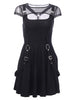 Sexy Mesh Hollow Goth Dress Women Gothic Style Bandage Mini Dresses Harajuku Solid Black Slim Robe Punk Style Egirl Vestidos