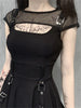 Sexy Mesh Hollow Goth Dress Women Gothic Style Bandage Mini Dresses Harajuku Solid Black Slim Robe Punk Style Egirl Vestidos