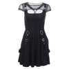 Sexy Mesh Hollow Goth Dress Women Gothic Style Bandage Mini Dresses Harajuku Solid Black Slim Robe Punk Style Egirl Vestidos