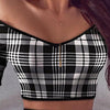 Sexy Mini Skirt Suits Women Long Sleeve Off Shoulder Blouse Top elegance Plaid Bodycon Skirt Outfits Women's Clothing
