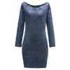 Sexy Off Shoulder Denim Dress Women Summer 2022 Vintage Slash Neck Wrapping  Jeans Bodycon Dresses Party Club Dress Robe