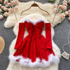 Sexy Off Shoulder Faux Strapless Dress Women Red/Black/White Elegant Club Party Vestidos Female High Waist Mini Dress Christmas