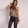 Sexy Off Shoulder Leopard Blouse Chiffon Women Tops Summer 2023 Animal Print Casual Backless Sleeveless Shirts