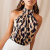 Sexy Off Shoulder Leopard Blouse Chiffon Women Tops Summer 2023 Animal Print Casual Backless Sleeveless Shirts