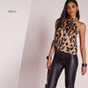 Sexy Off Shoulder Leopard Blouse Chiffon Women Tops Summer Animal Print Casual Backless Sleeveless Shirts