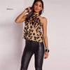 Sexy Off Shoulder Leopard Blouse Chiffon Women Tops Summer Animal Print Casual Backless Sleeveless Shirts