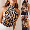 Sexy Off Shoulder Leopard Blouse Chiffon Women Tops Summer Animal Print Casual Backless Sleeveless Shirts